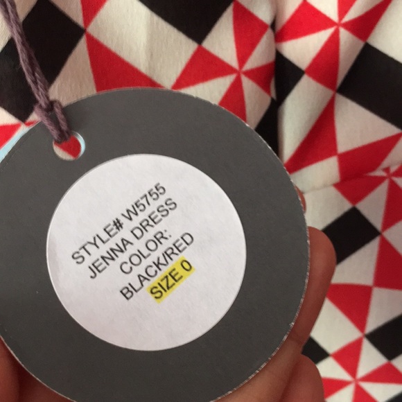 Eva Franco Jenna dress cream black red geometric - Picture 6 of 6